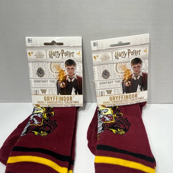 Harry Potter Gryffindor  Wizard Socks Burgundy Set Of 2 New - Picture 6 of 7